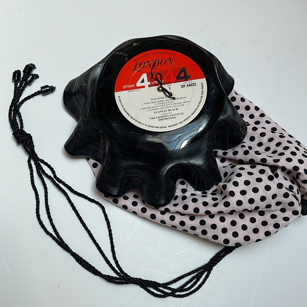 Melted Record Drawstring Polka Dot bag: LONDON Festival Orchestra - RARE Vintage